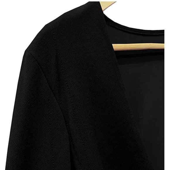 Long Open Slit Sleeve Black Crepe Blazer Cloak/Cape - Picture 5 of 6